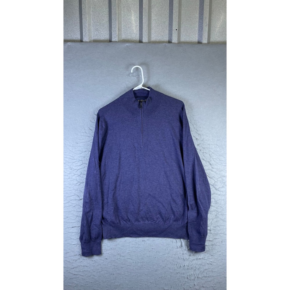 Brooks Brothers Quarter Zip Sweater Mens M Purple Excellent Supima Cotton